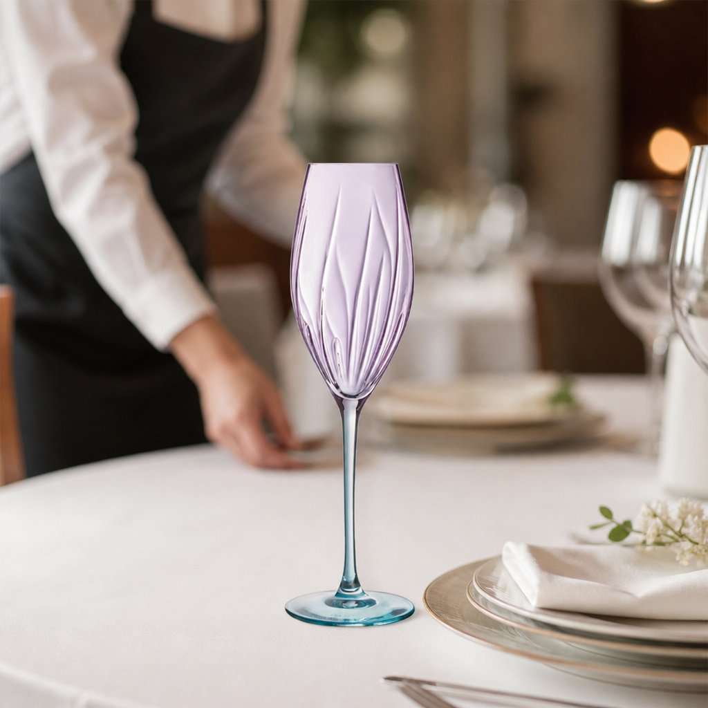 Lead-Free Glass Swirly Spring Flutes 210ml for Modern Hospitality (Pack of 8)