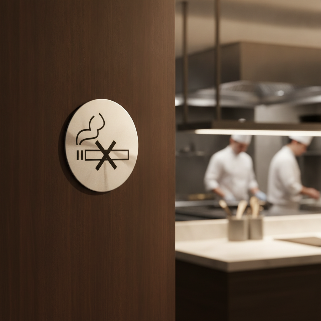 Stainless Steel No Smoking Door Sign for Bars & Restaurants