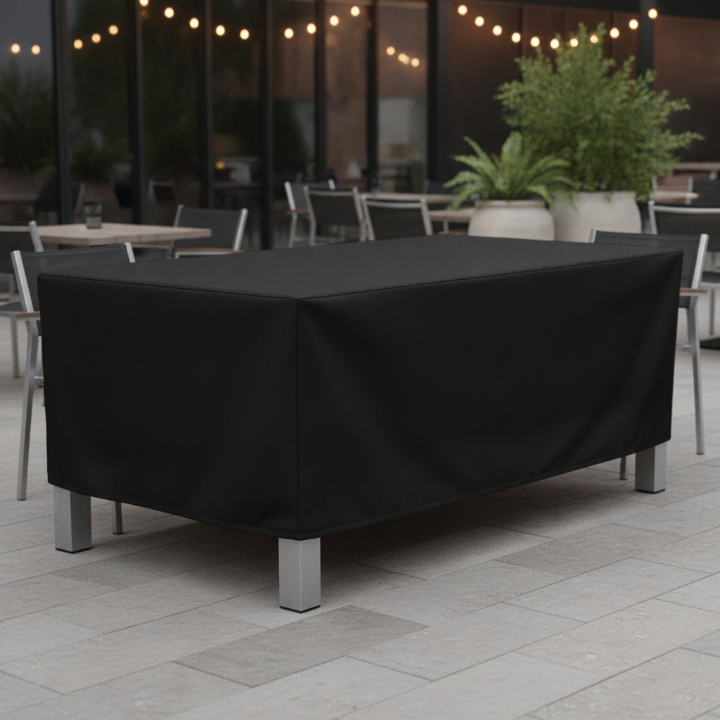 Heavy-Duty Polyester Rectangular Outdoor Table Cover 2000x1000mm for Patios & Restaurants