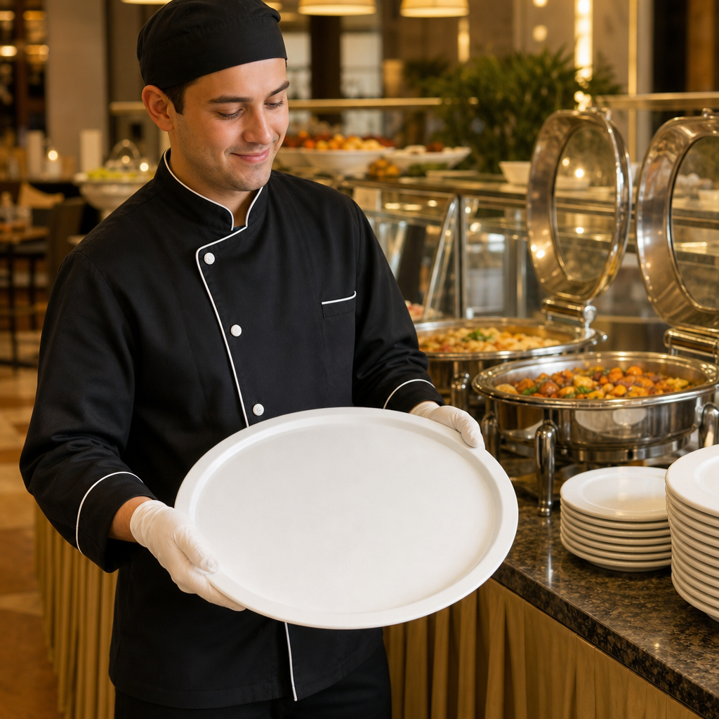 Serving Plate 380mm Melamine for Buffet Service