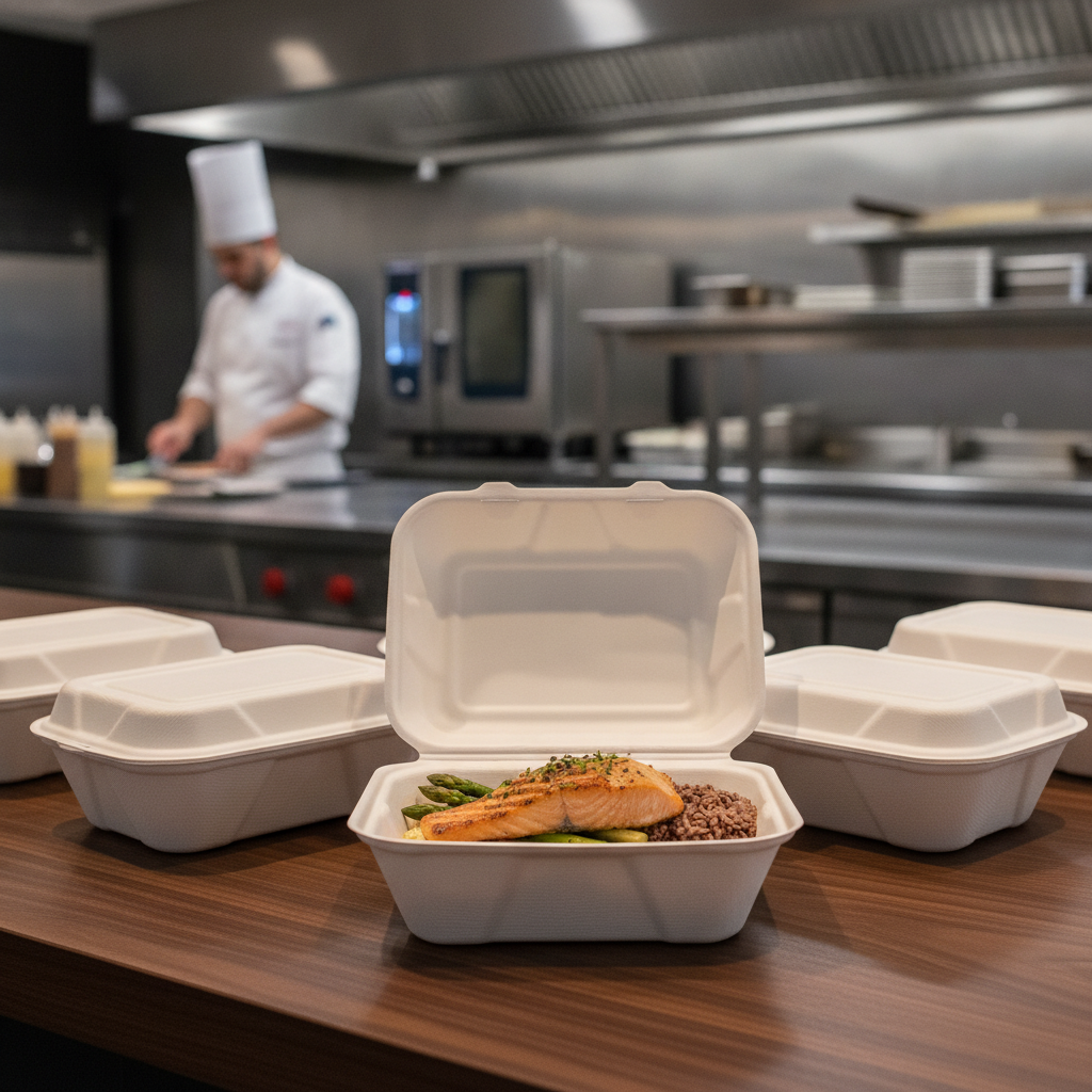 Moulded Fibre Clamshell Takeaway Boxes 7x5" for Catering (Pack of 500)