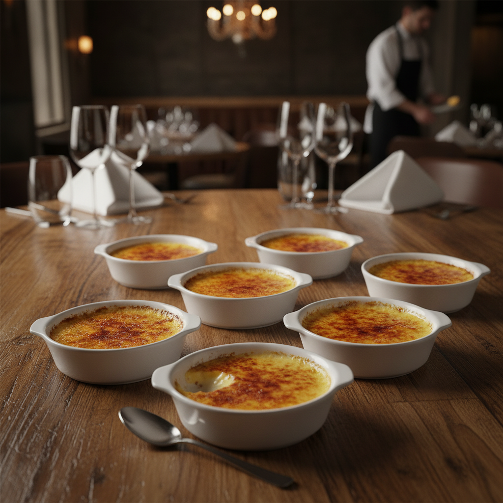 Porcelain Crème Brûlée Dishes 240ml for Serving Desserts (Pack of 6)