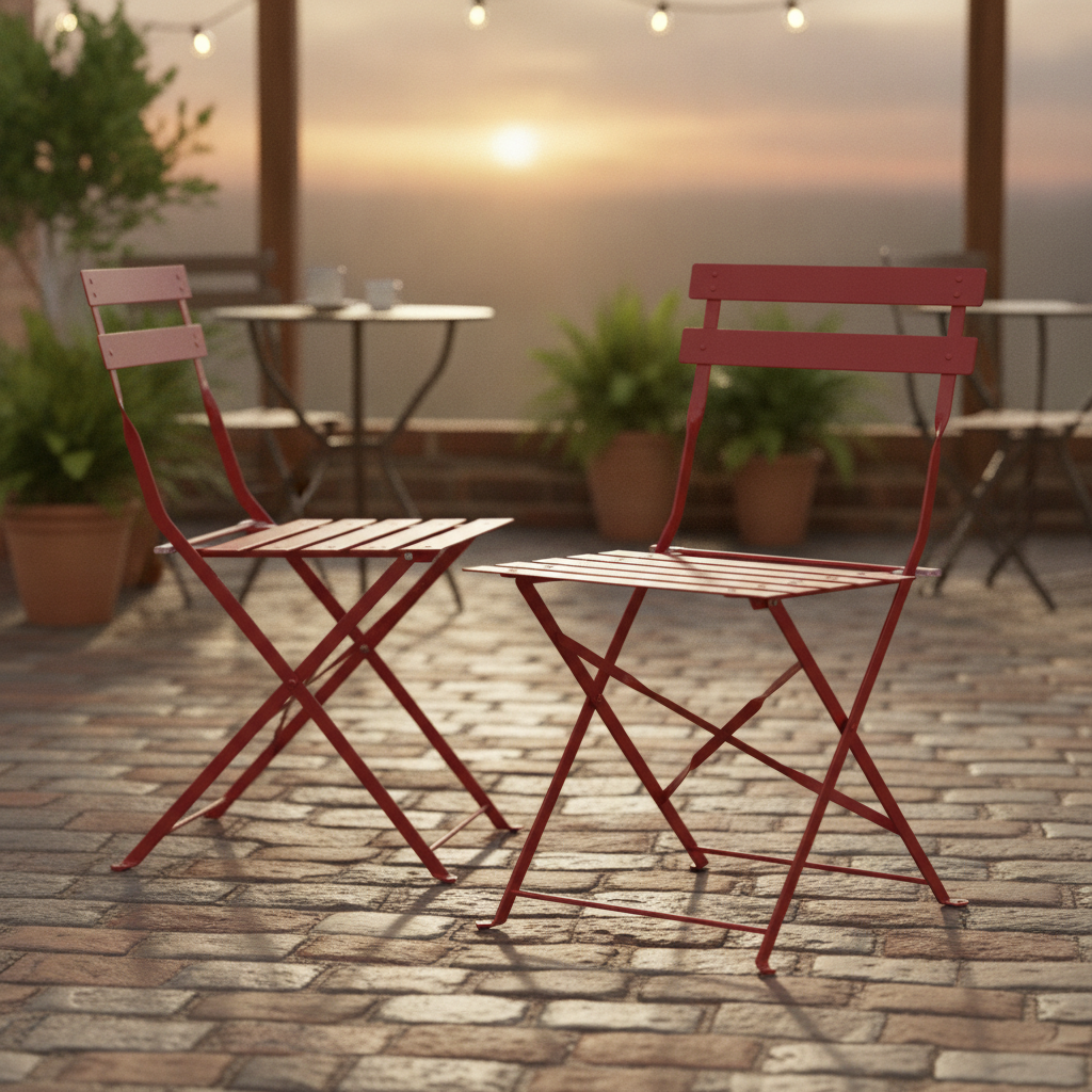 Powder-Coated Steel Red Folding Chairs 800x387mm for Indoor & Outdoor Use (Pack of 2)