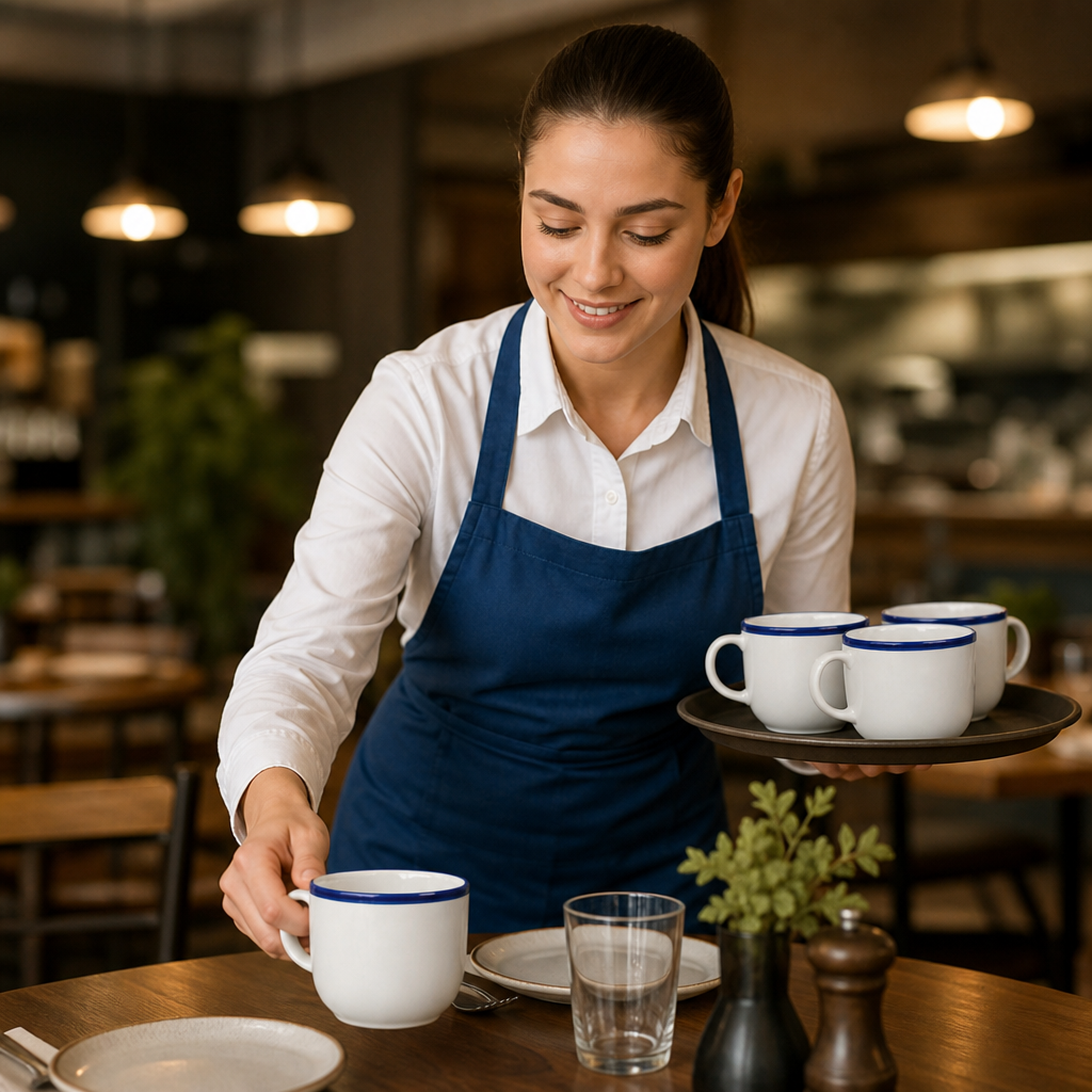 Cups 340ml Blue Ceramic for Catering Needs (Pack of 12)