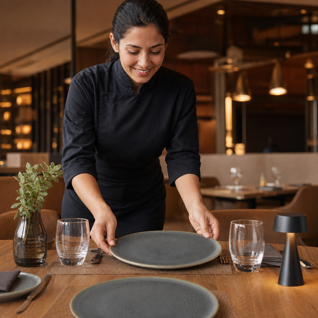 Flat Plates 250mm Vitrified Stoneware for Dining (Pack of 6)