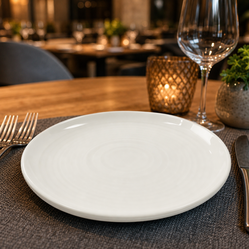 White Plates 220mm Natural Vitrified Ceramic for Hospitality Use (Pack of 6)