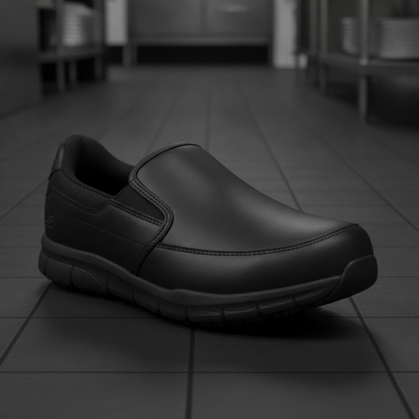 Synthetic Leather Slip Resistant Shoes for Work, Leather