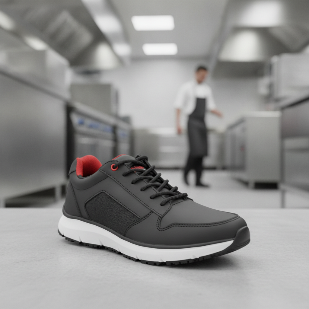 Recycled Polyester Slipbuster Veso Trainers Black for Work Use