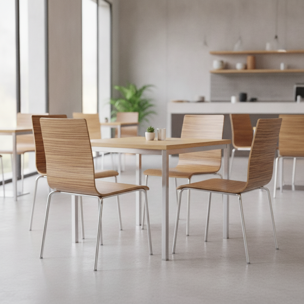 Beech Veneer Zebrano Square Back Side Chairs for Cafés (Pack of 4)
