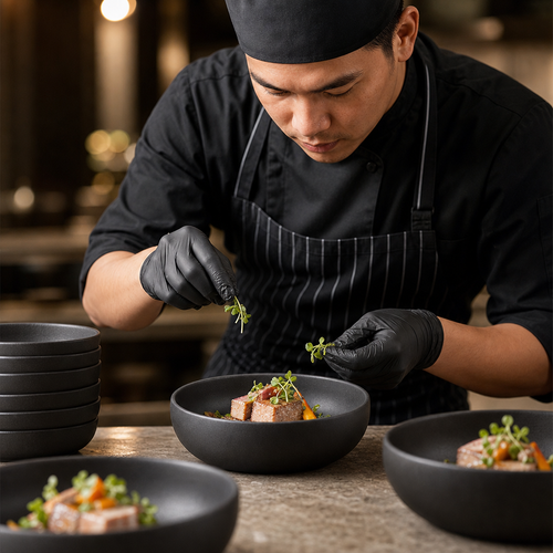 Bowls 120mm Black Stoneware for Elegant Table Settings (Pack of 6)