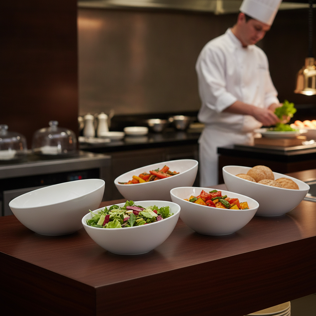 Melamine White Buffet Bowls 200x155mm for Catering (Pack of 4)