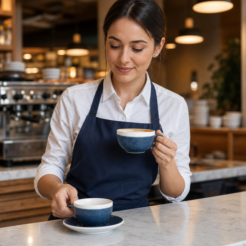 Porcelain Cappuccino Cups Sapphire Blue 225ml for Cafés & Restaurants (Pack of 12)