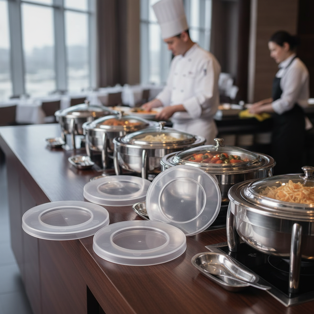 Clear Polypropylene Cover Set 80mm for Buffet Service (Pack of 5)