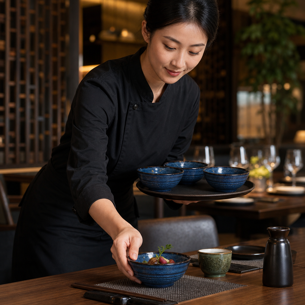 Ripple Snack Bowls 120mm Blue Porcelain for Event Dining (Pack of 12)