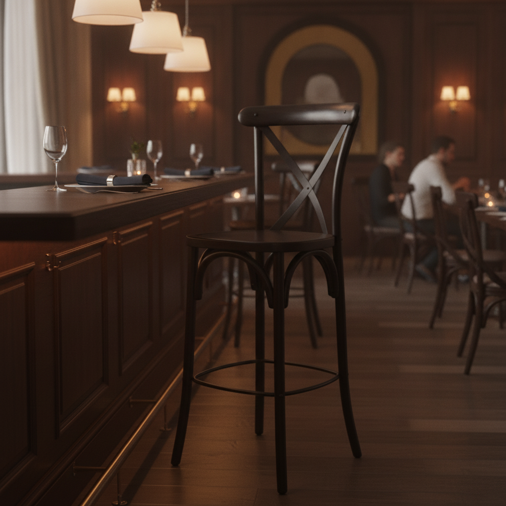 Rubber Wood Bar Chair in Dark Walnut 1180mm for Bars & Restaurants