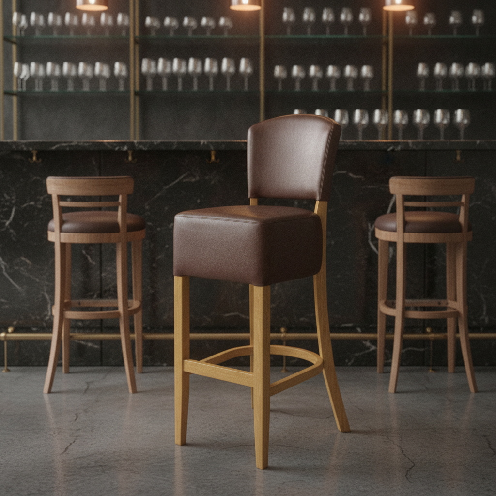 Faux Leather Bar Chair in Soft Oak 1175mm for Commercial Spaces
