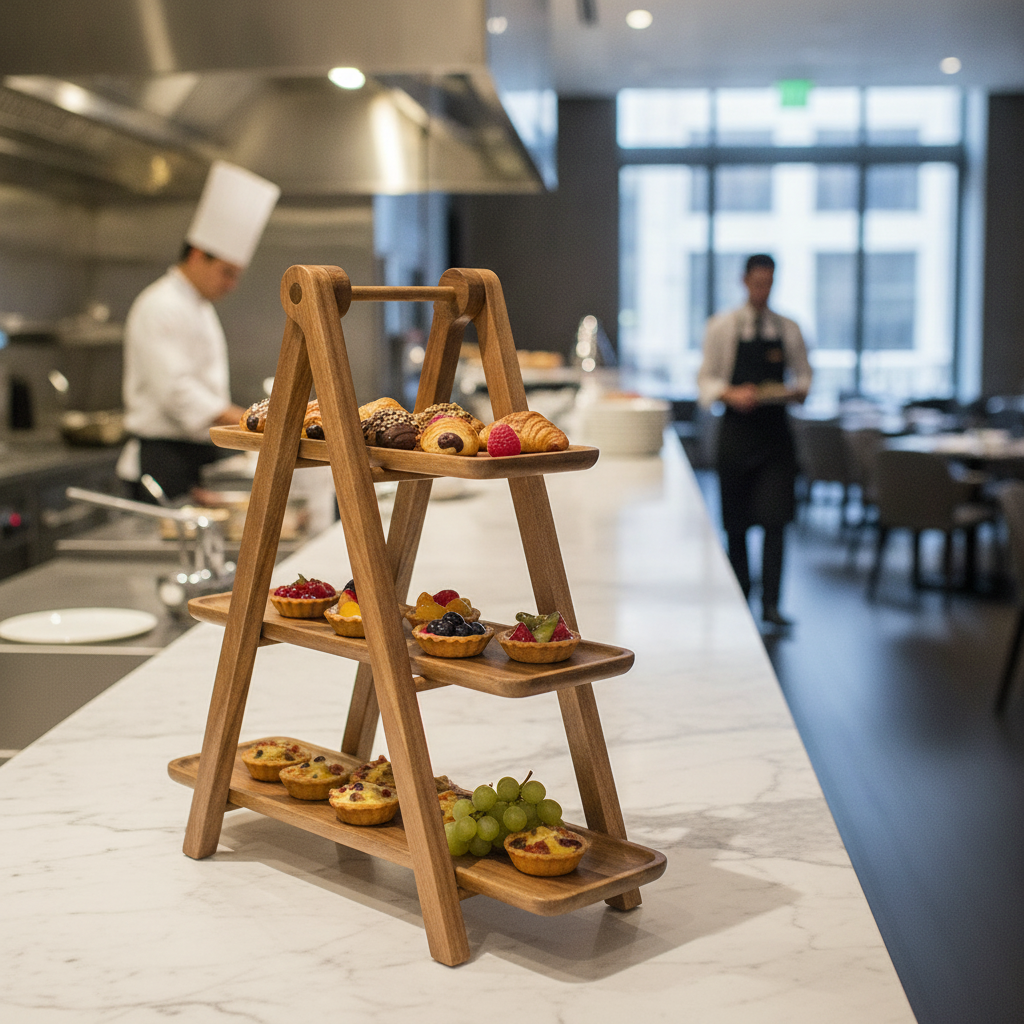 Acacia Wood 3-Tier Serving Trays 1.3kg for Buffets & Catering