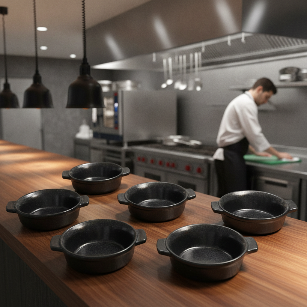 Stoneware Black Pie Dish 140mm for Home Cooking (Pack of 6)