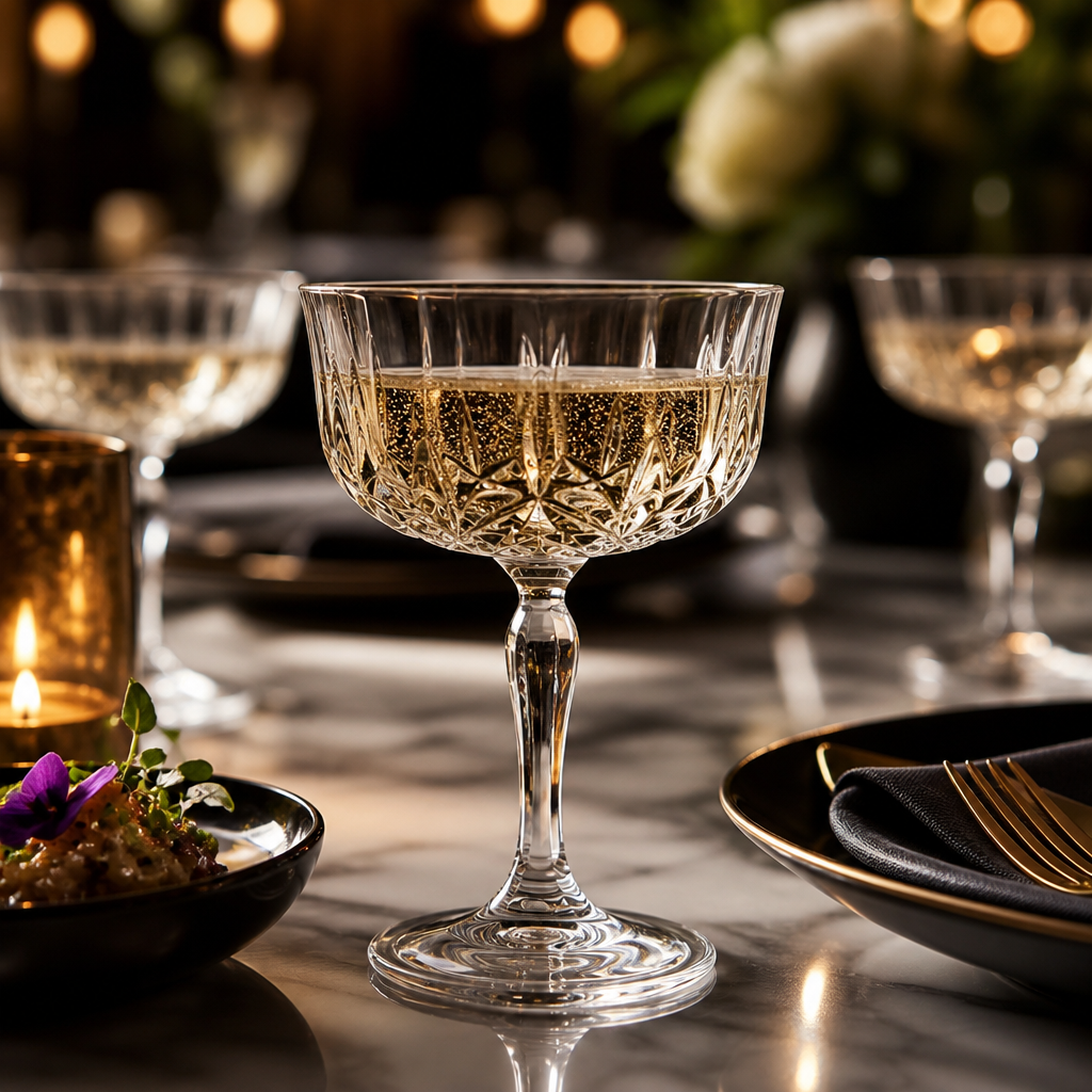 Eco-Crystal Champagne Saucers 240ml for Celebrations (Pack of 12)