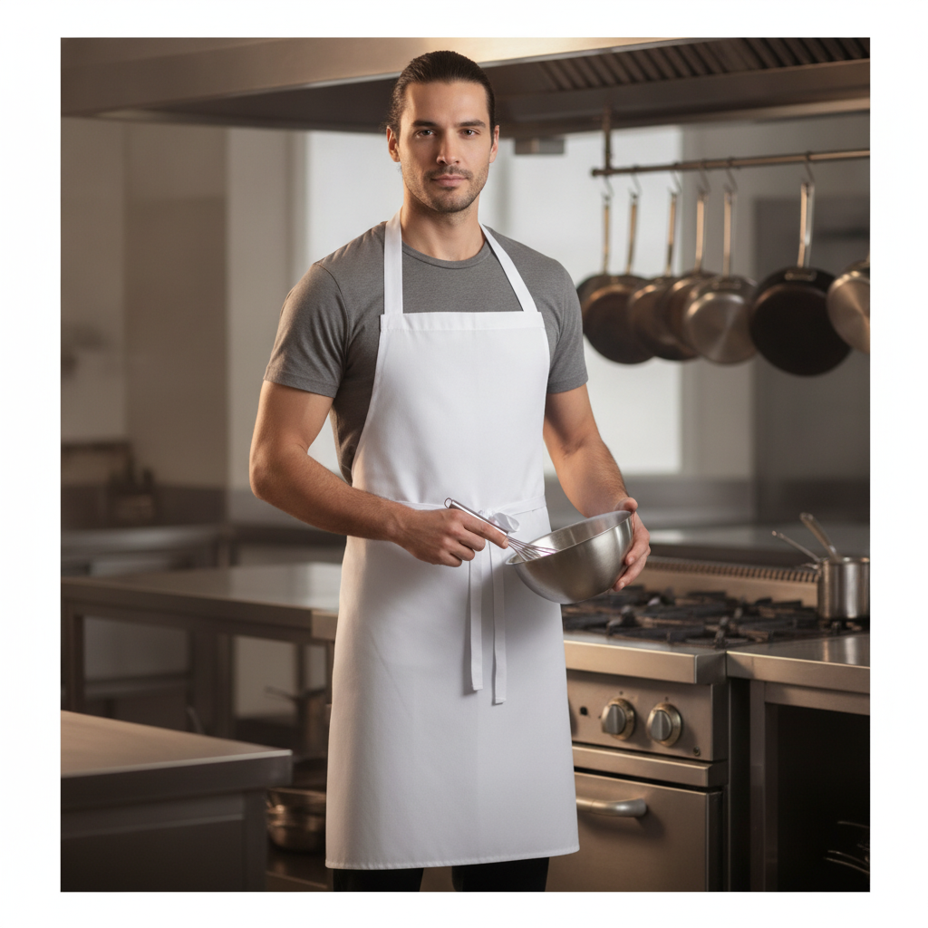 Polycotton White XL Bib Apron for Professional Kitchens