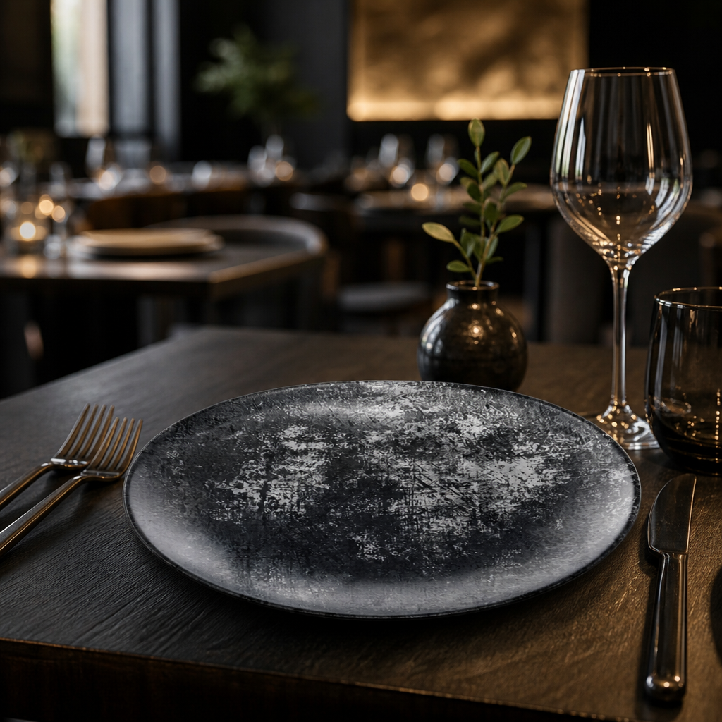 Deep Coupe Plates Black China for Contemporary Dining (Pack of 12)