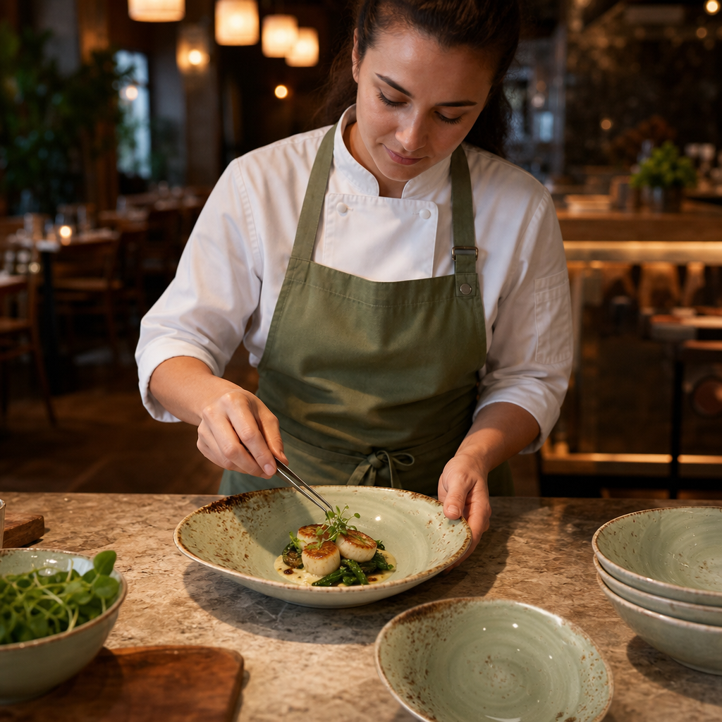 Bowls 180mm Green Porcelain for Cafés & Restaurants (Pack of 12)