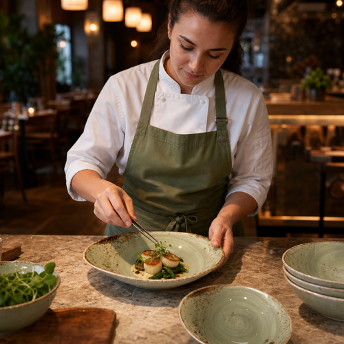 Bowls 180mm Green Porcelain for Cafés & Restaurants (Pack of 12)