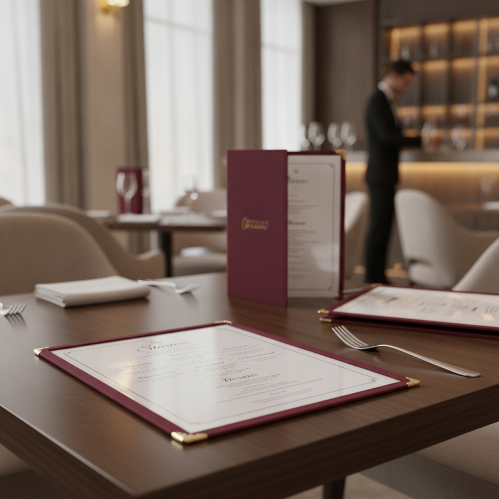 Plastic A4 Cover in Burgundy for Restaurants & Cafés