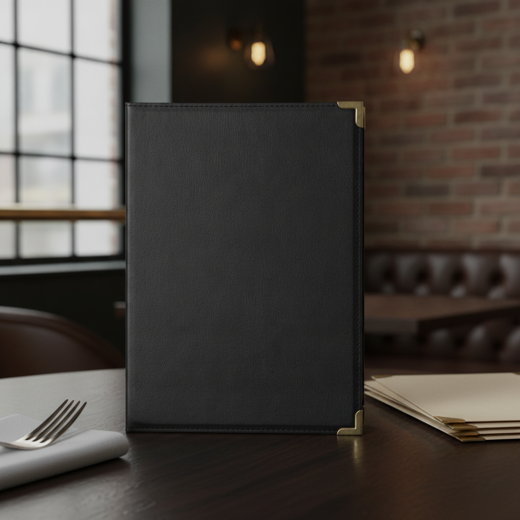 Leatherette A5 Cover in Black for Cafés & Gastropubs
