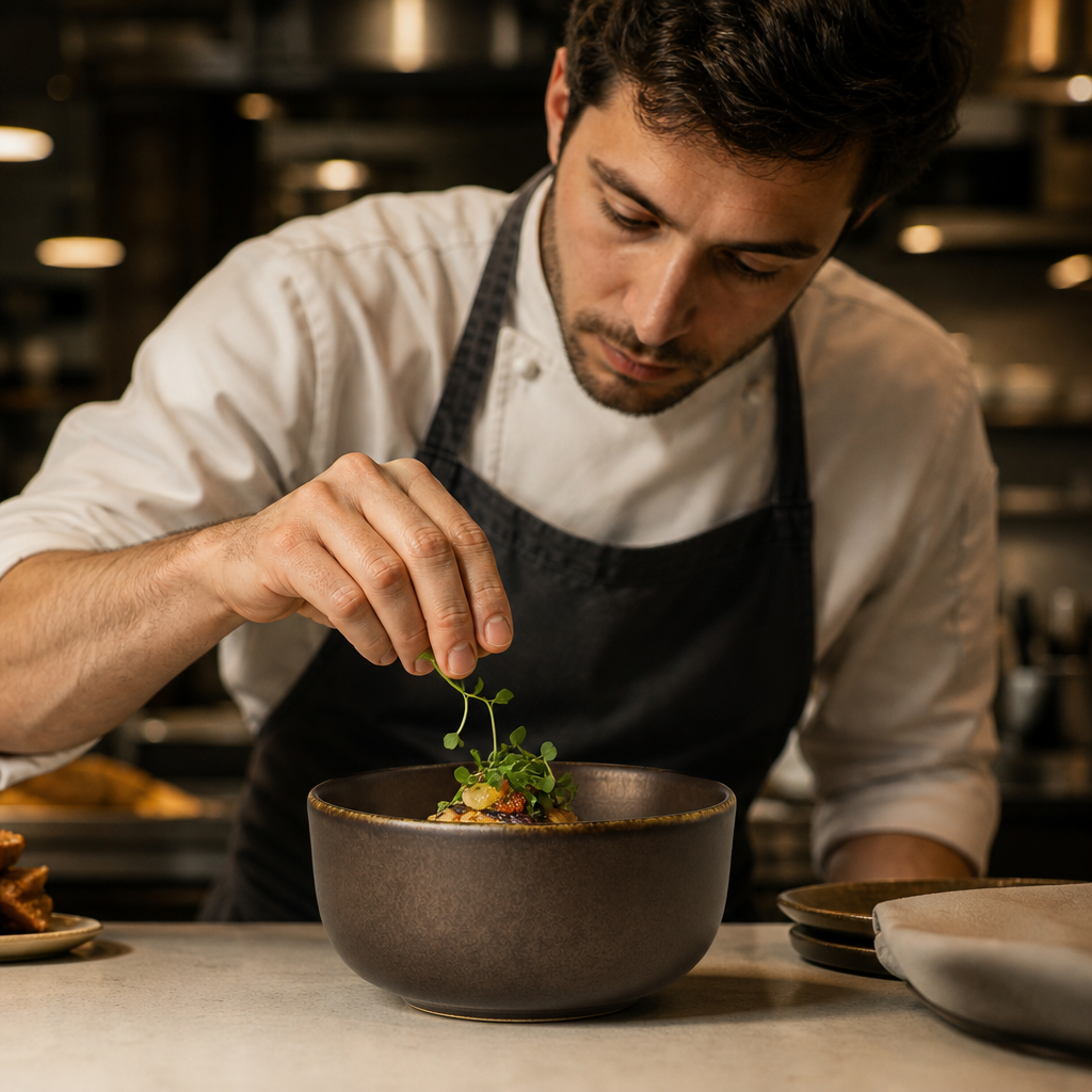 Ochre Stoneware Deep Bowls 170mm for Creative Plating