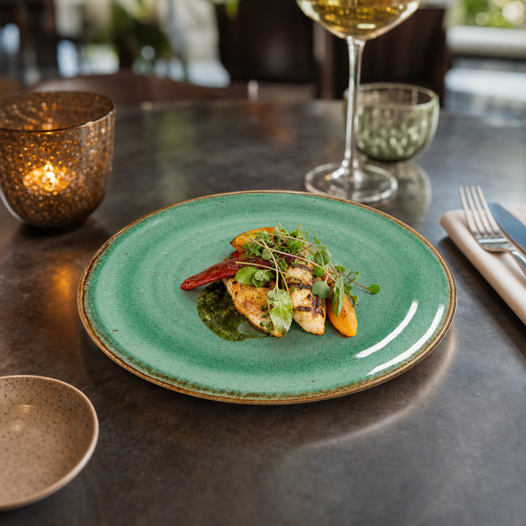Coupe Plates 202mm Aqua Vitrified Ceramic for Casual Dining Presentation (Pack of 12)