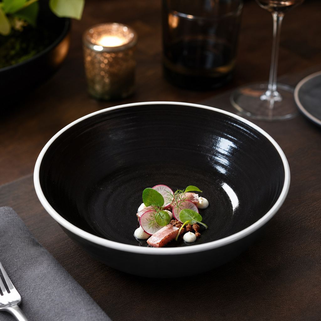 Nyx Bowls 175mm in Black for Contemporary Table Settings - Pack of 12