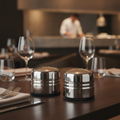 Polished Stainless Steel Jumbo Salt and Pepper Set 140ml for Dining Tables