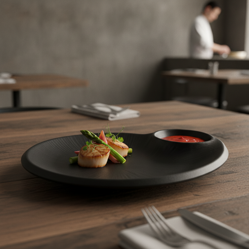 Melamine Black Plate 240x200mm for Stylish Dining