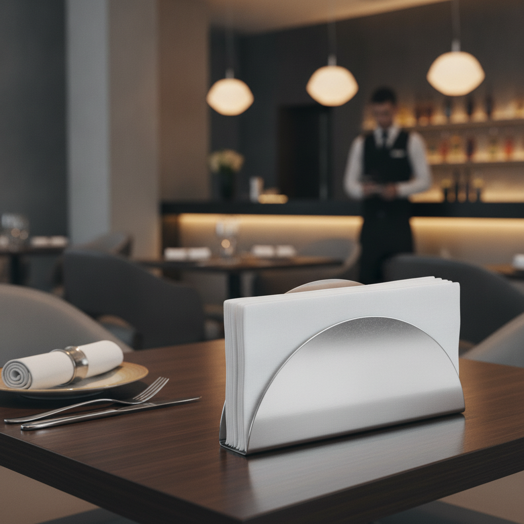 Stainless Steel Moon-Shaped Napkin Holder 130x20mm for Bars & Restaurants
