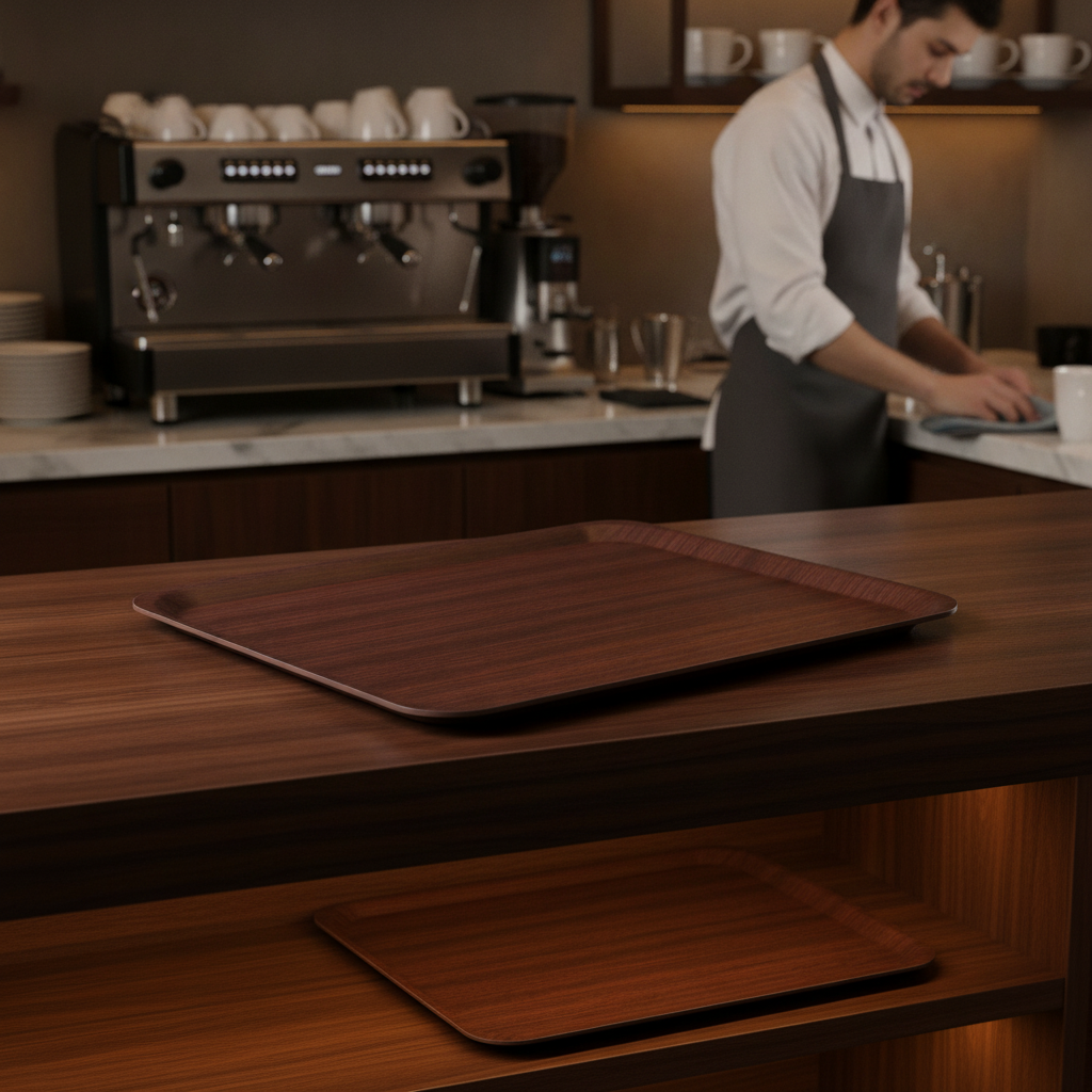 Laminate Rectangular Tray Mahogany for Cafés & Restaurants