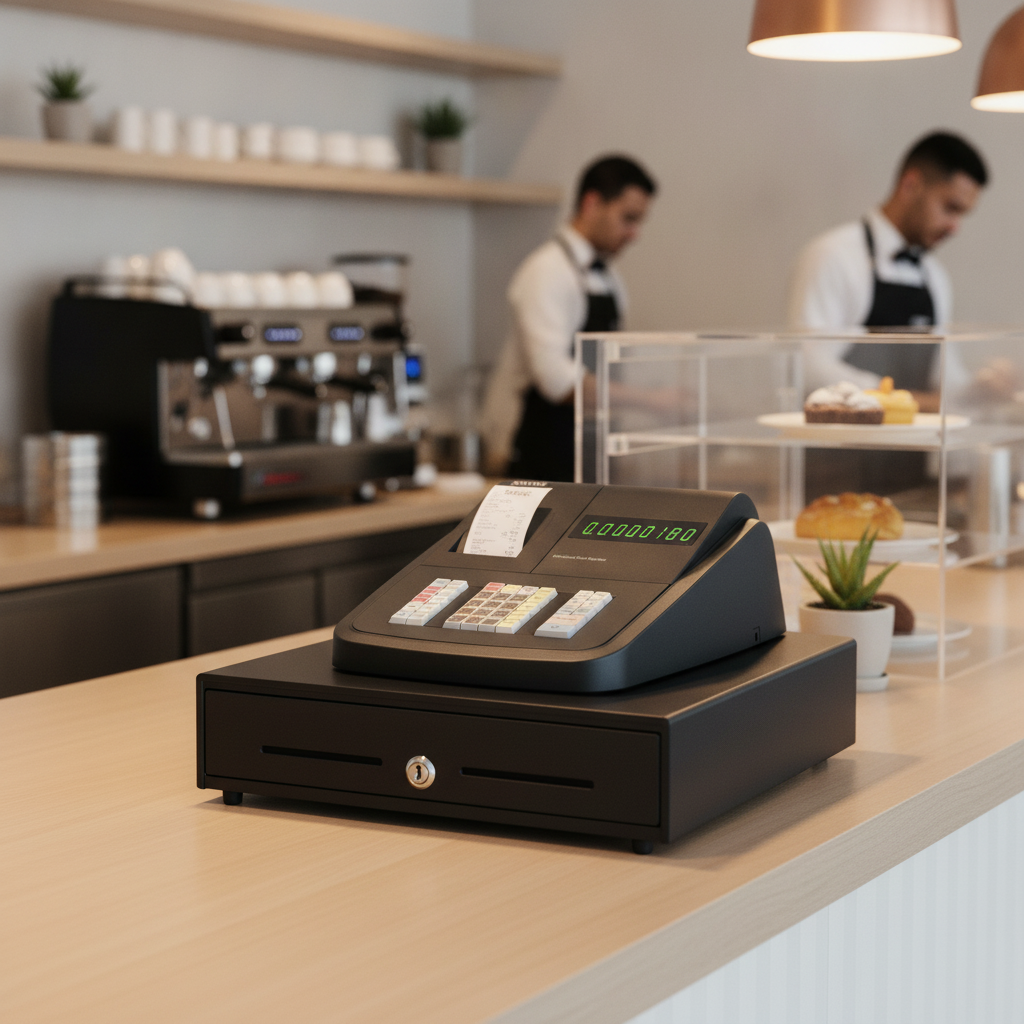 Black Cash Register with Thermal Printer for Small Businesses