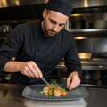 Metallic Oblong Chef's Plates Blue Vitrified Ceramic for Restaurants & Catering (Pack of 12)