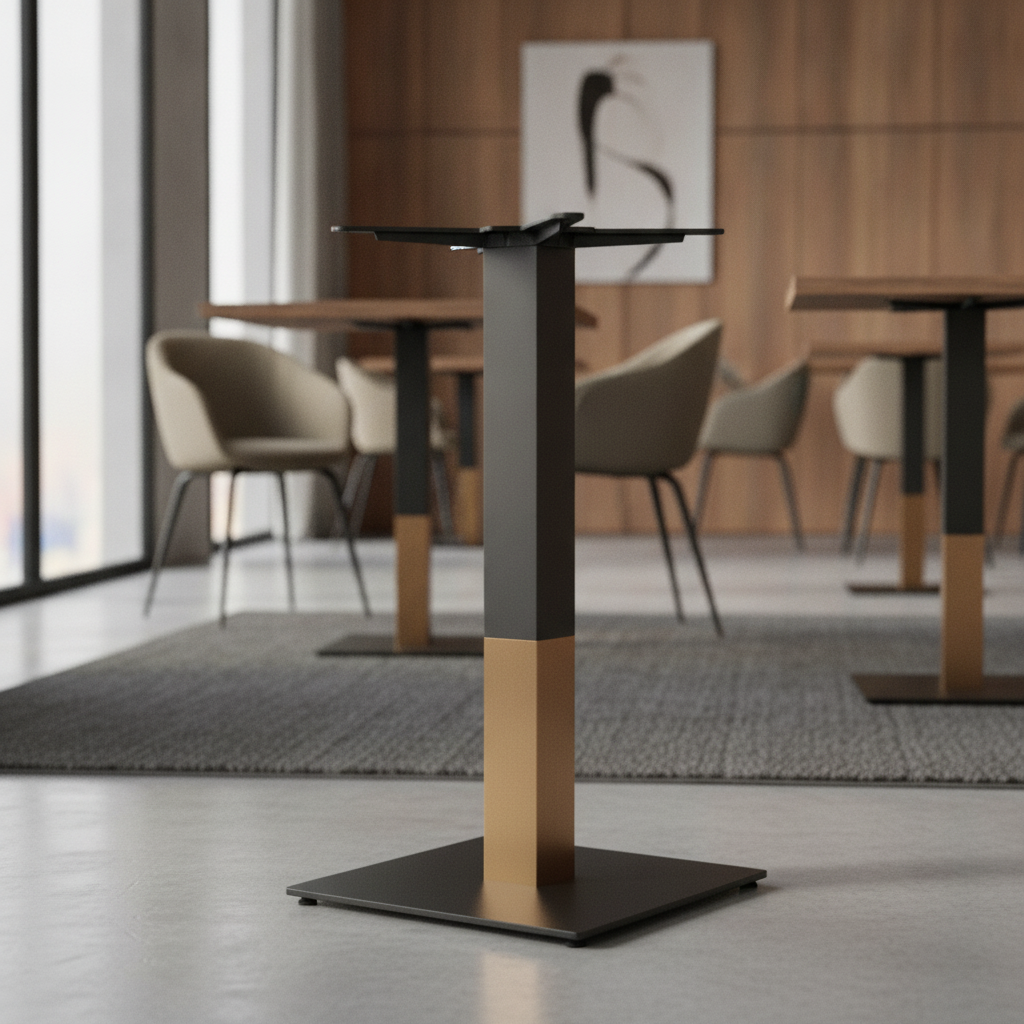 Steel Small Square Dining Table Base Black 400x400mm for Indoor Use