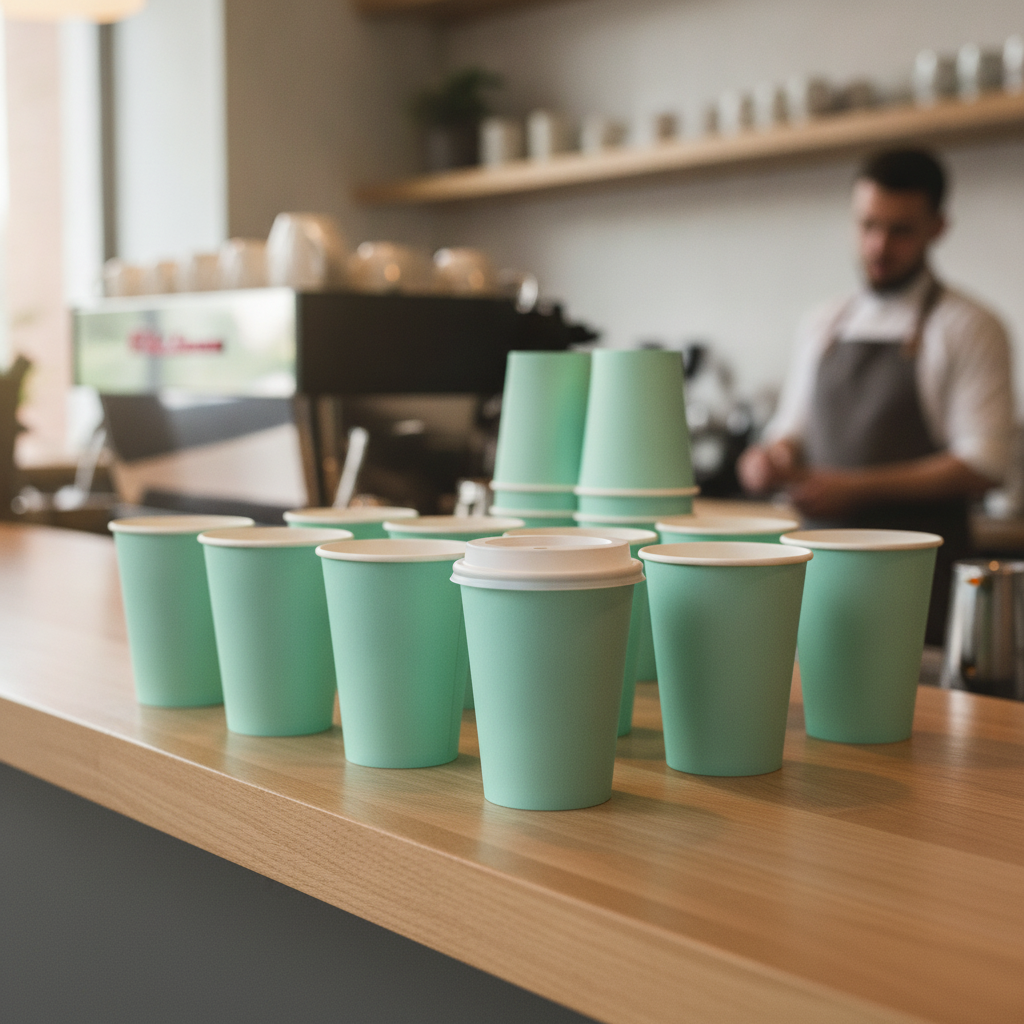 Cardboard Turquoise Single Wall Takeaway Coffee Cups 340ml for Hot Drinks (Pack of 1000)