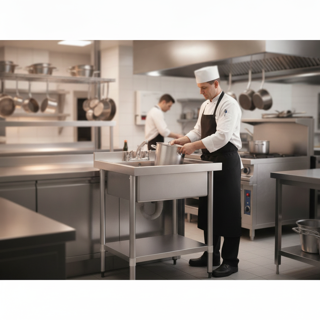Stainless Steel Midi Pot Wash Sink 68.6L for Professional Kitchens