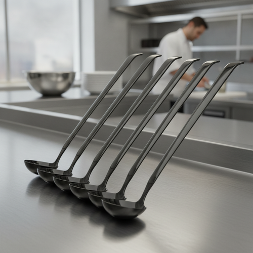 18/10 Stainless Steel Buffet Dressing Spoon Black for Serving (Pack of 6)
