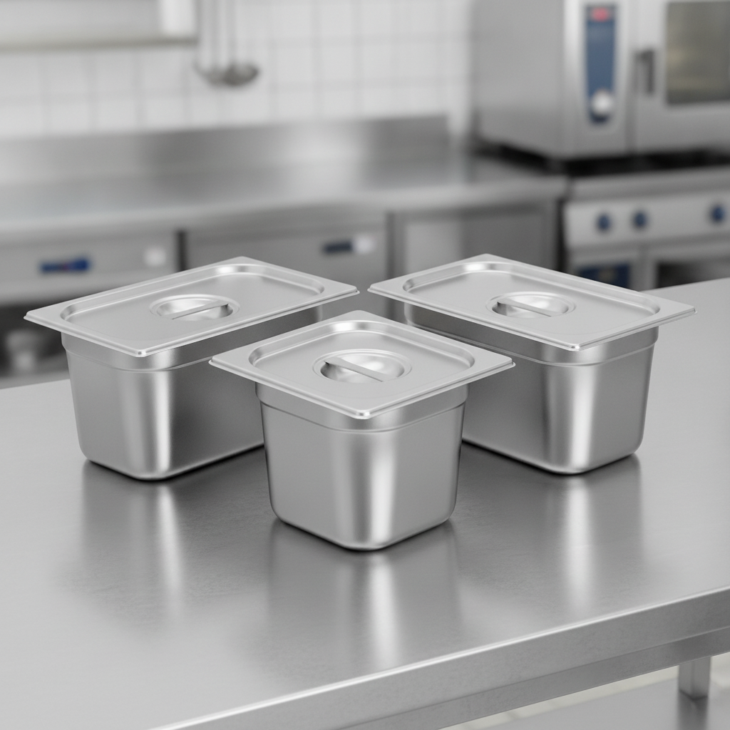 Stainless Steel 1/3 Gastronorm Tray Set for Commercial Kitchens (Pack of 3)