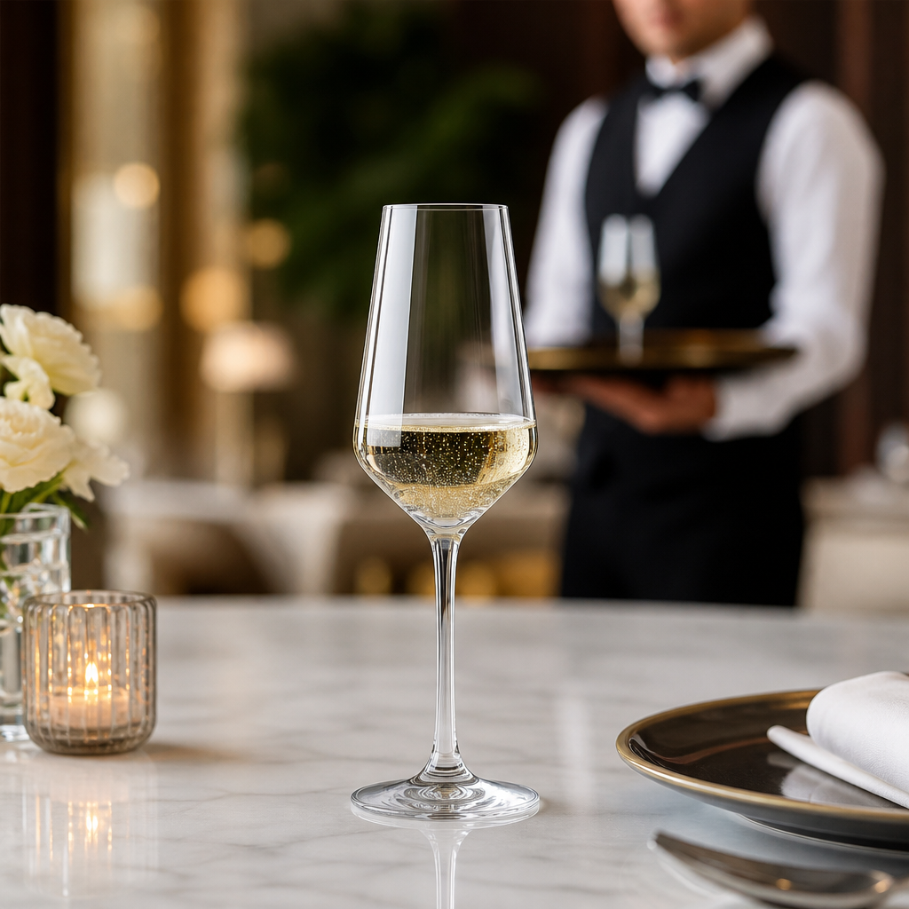 Toughened Glass Champagne Flutes 230ml for Events (Pack of 24)