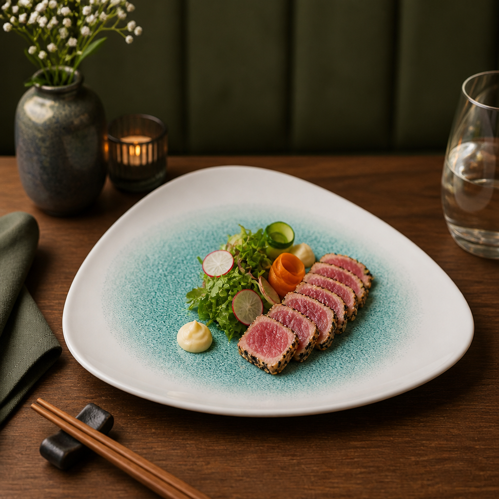 Triangle Plates Green Porcelain for Stylish Dining (Pack of 12)