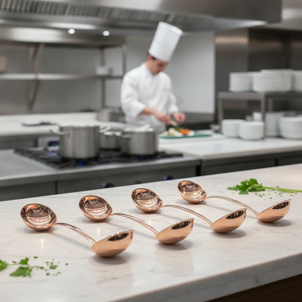 18/10 Stainless Steel Copper Soup Ladles for Catering (Pack of 6)