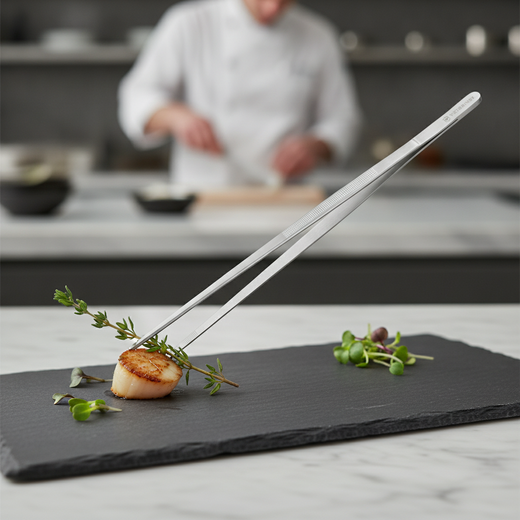 Stainless Steel Straight Tweezers 30cm for Meticulous Food Presentation
