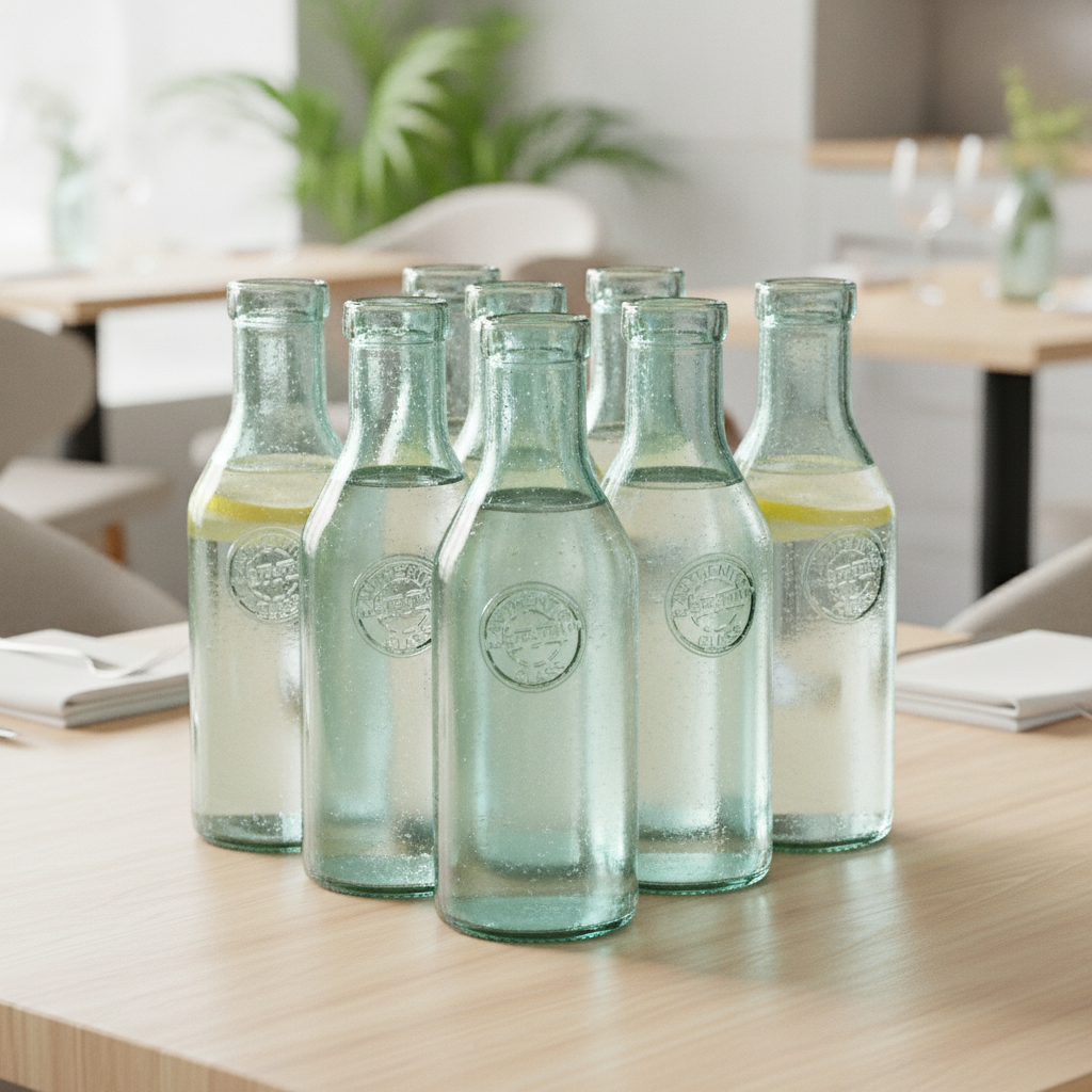Glass Water Bottle 1L for Serving Fresh Water (Pack of 6)