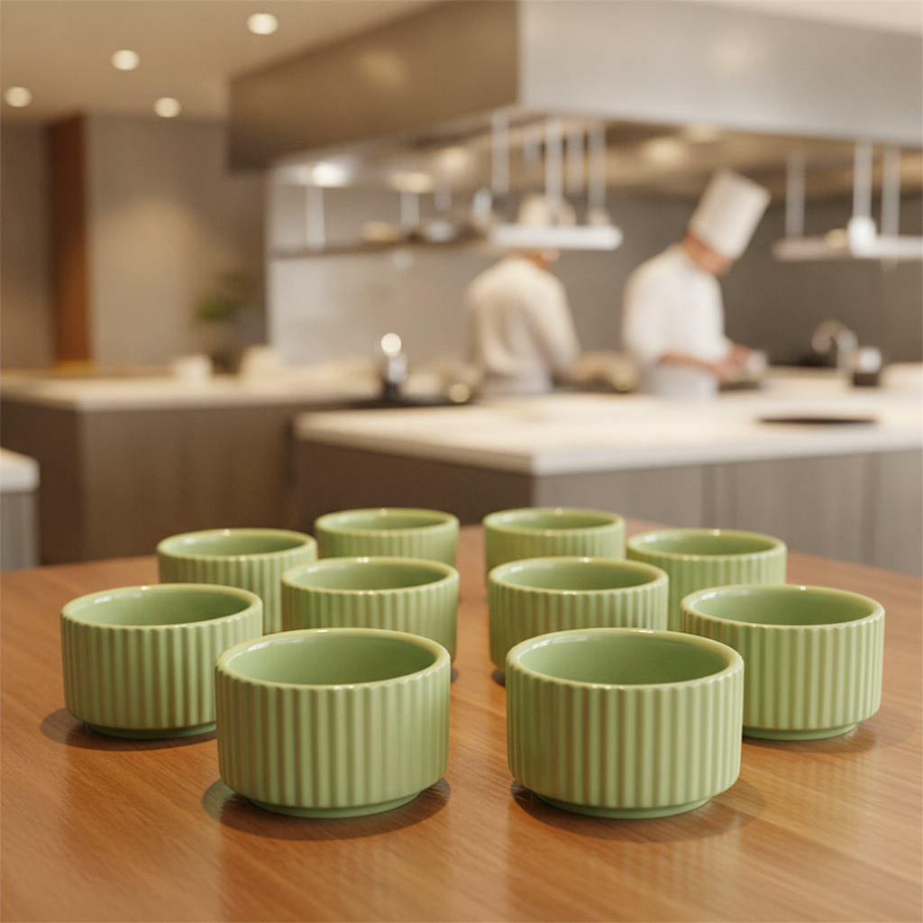 Porcelain Green Bowls 60mm for Tabletop Settings (Pack of 12)