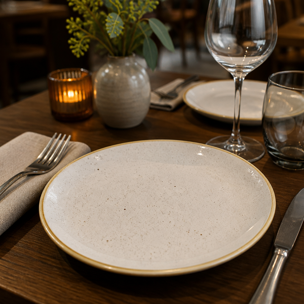 Round Coupe Plates White Vitrified Ceramic for Seasonal Dining (Pack of 12)